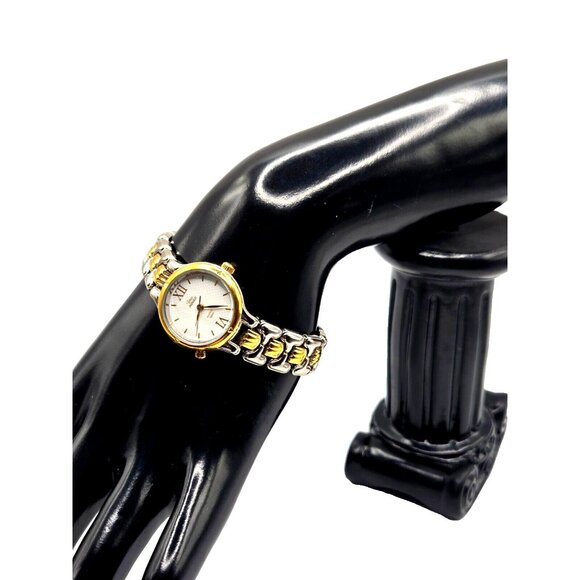 Timex Indiglo Women's Two Tone Quartz Watch CR 1216 Stainless Back - Picture 1 of 6
